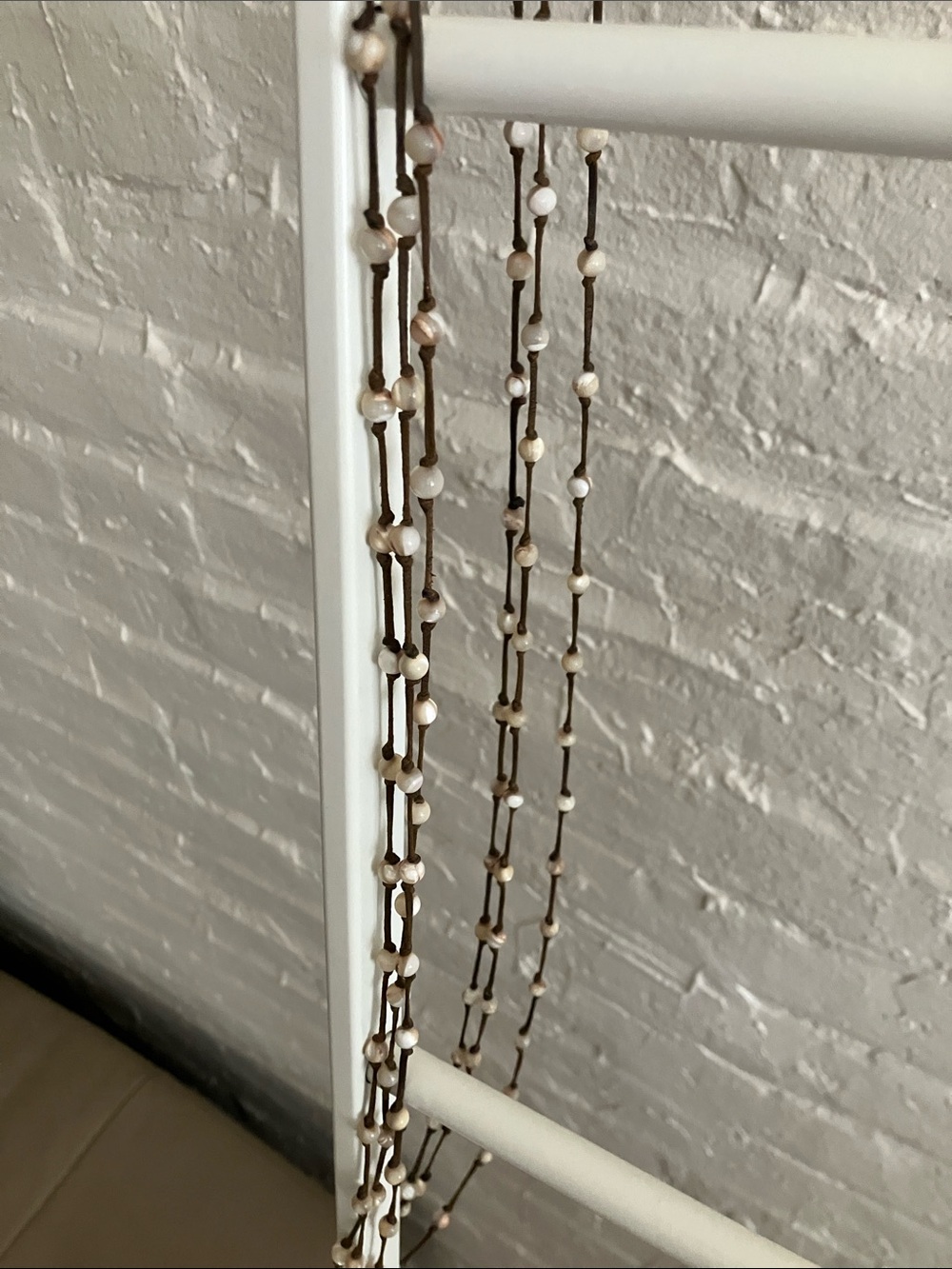 Vintage ERICKSON  BEAMON Suede Multi-Strand Necklace with Cream Beads